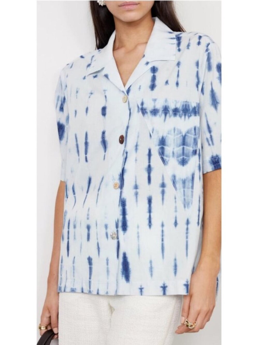 Nanushka Taio Organic Cotton Poplin Shirt Tie Dye XL